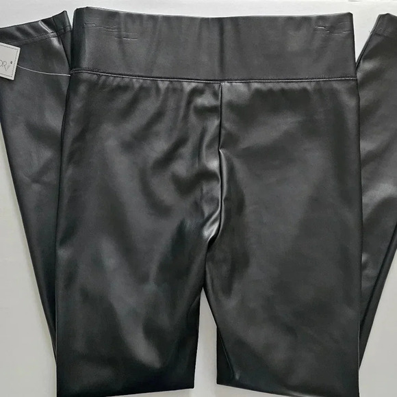 Morgan Taylor Vegan Leather Stretchy Skinny Tight High Waist Leggings - Picture 2 of 7